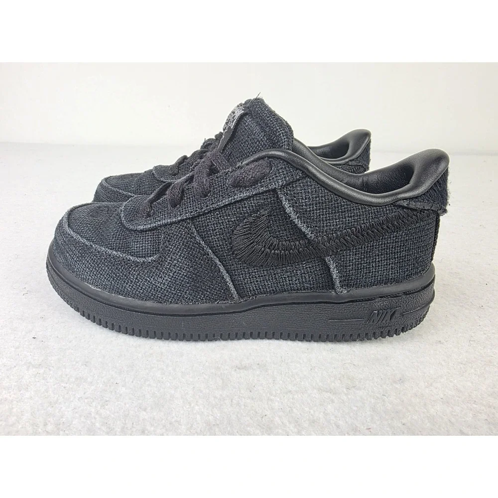 Nike x Stussy Air Force 1 Low Triple Black‎ TD Toddler Size 10C DC8306-001